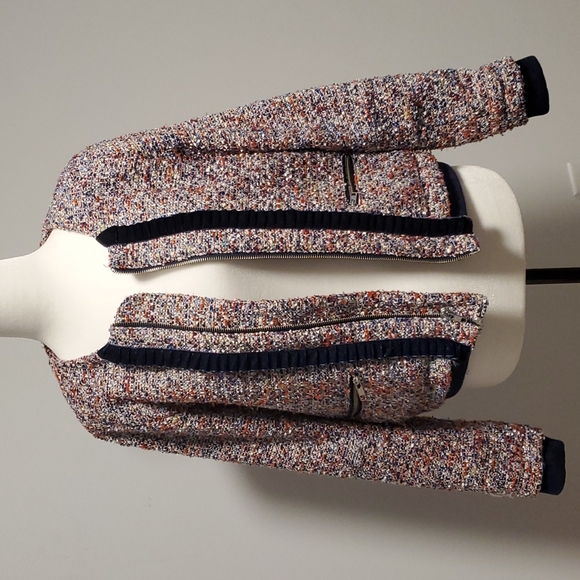 Parker Boucle and Velvet Bomber Jacket Size M - Picture 1 of 8